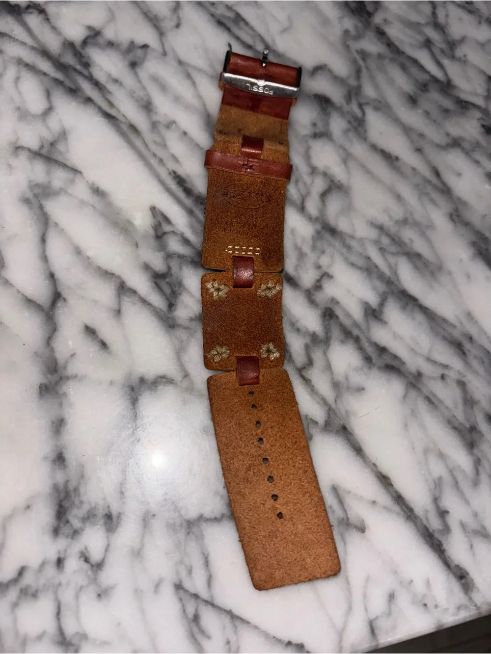 Vintage Fossil Leather Cuff Watch Boho Western Brown